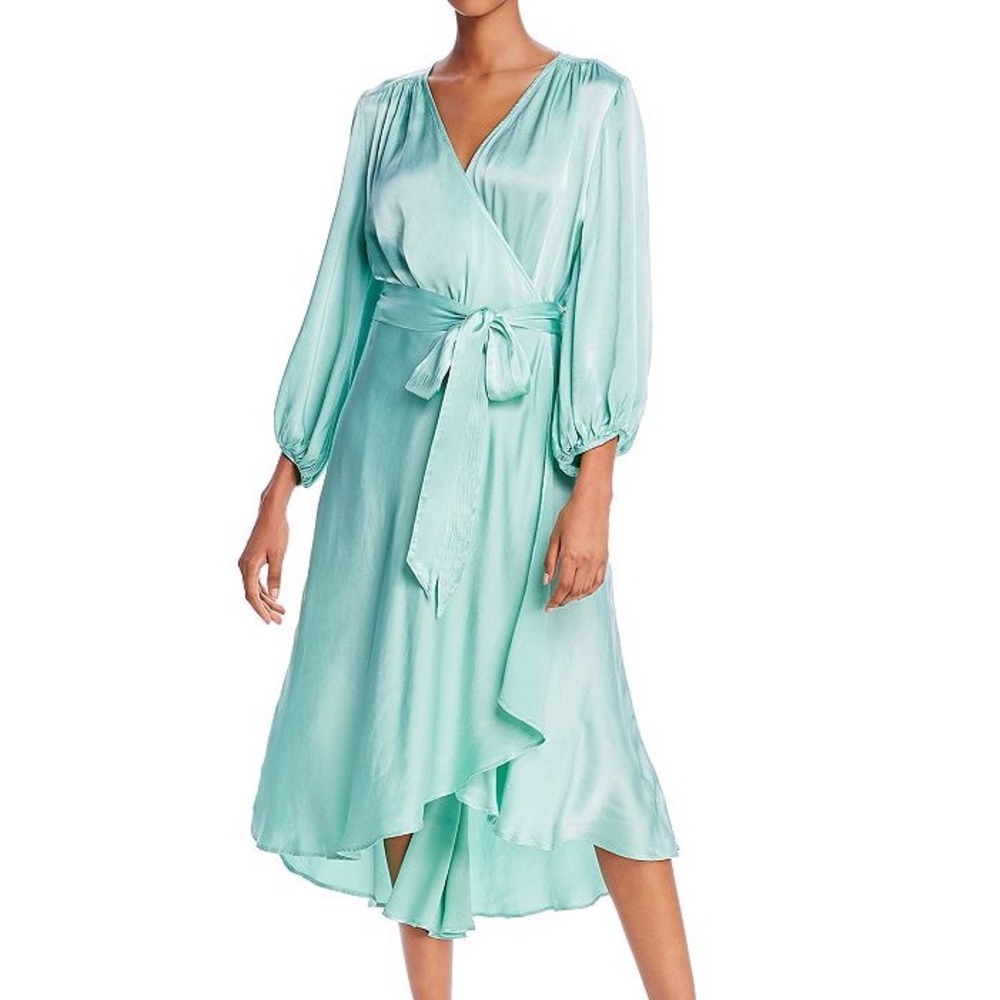 GHOST London Teal Satin high/low midi dress 👗 size S